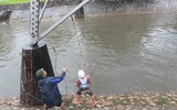 Bất chấp nguy hiểm người dân dùng kích điện bắt cá trên sông Kim Ngưu